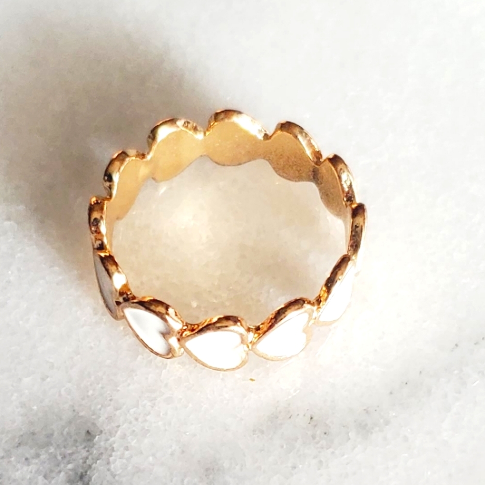#U15 New Gold Tone Heart Ring Boho Minimalist Women's Jewelry